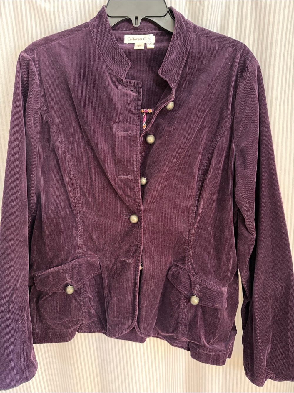Coldwater Creek Dark Plum Corduroy Button Front Jacket